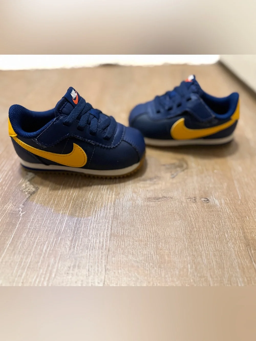 Nike Kids' Cortez EasyOn Sneaker - Midnight Blue/Yellow Toddler size 6c